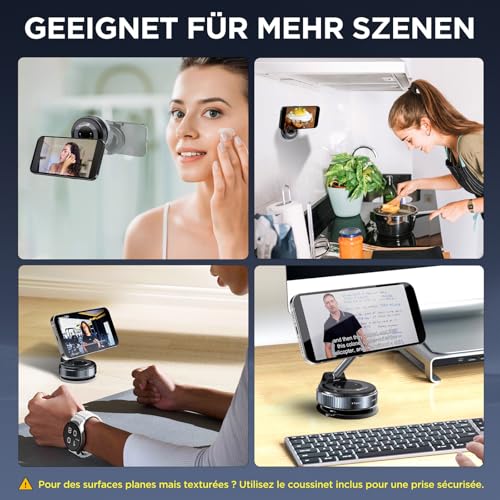 MSXTTLY Military Mobile Phone Holder Car Magnet for MagSafe Car Mount Magnetic [36 kg Suction Cup Vacuum 360° Rotatable 24XN55 Magnets] Holder Car for iPhone 17 Pro MAX 17-12 All Mobile Phones Vmag-S1