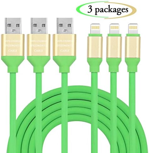 Fast Charging Cable,Data USB iPhone Charging Cable[3Pack 3.3FT] for iPhone 7, 7Plus, 6s, 6, 6Plus, 6sPlus, iPhone 5s,5,5c, iPad, iPod and More (Green)