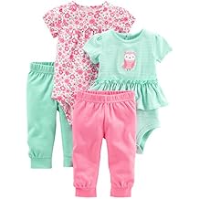 Simple Joys by Carter's Baby Girls' 4-Piece Bodysuit and Pant Set