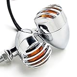 R REIFENG 2pcs Black Heavy Duty Motorcycle Turn Signals Bulb Indicators Blinkers Lights(Silver)