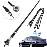 Linkstyle 16.9 Inch Car FM AM Radio Antenna, Flexible Mast Radio FM/AM Antenna Universal Car Stereo Auto Roof Fender Radio AM FM Wing Mount Signal Aerial Antenna with Antenna Extension Cable
