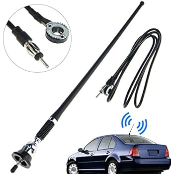Linkstyle 16.9 Inch Car FM AM Radio Antenna, Flexible Mast Radio FM/AM Antenna Universal Car Stereo Auto Roof Fender Radio AM FM Wing Mount Signal Aerial Antenna with Antenna Extension Cable