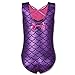 HUANQIUE Girls Kids Swimming Swimsuit Sleeveless One Piece Scale Purple 5-6 Years