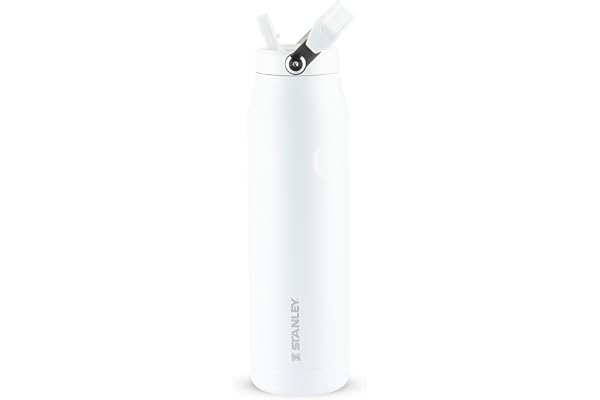Stanley - Garrafa de Água IceFlow Flip Straw, Canudo Integrado, Abertura Grande, Aço Inoxidável Leve, 1,1 L, Frost