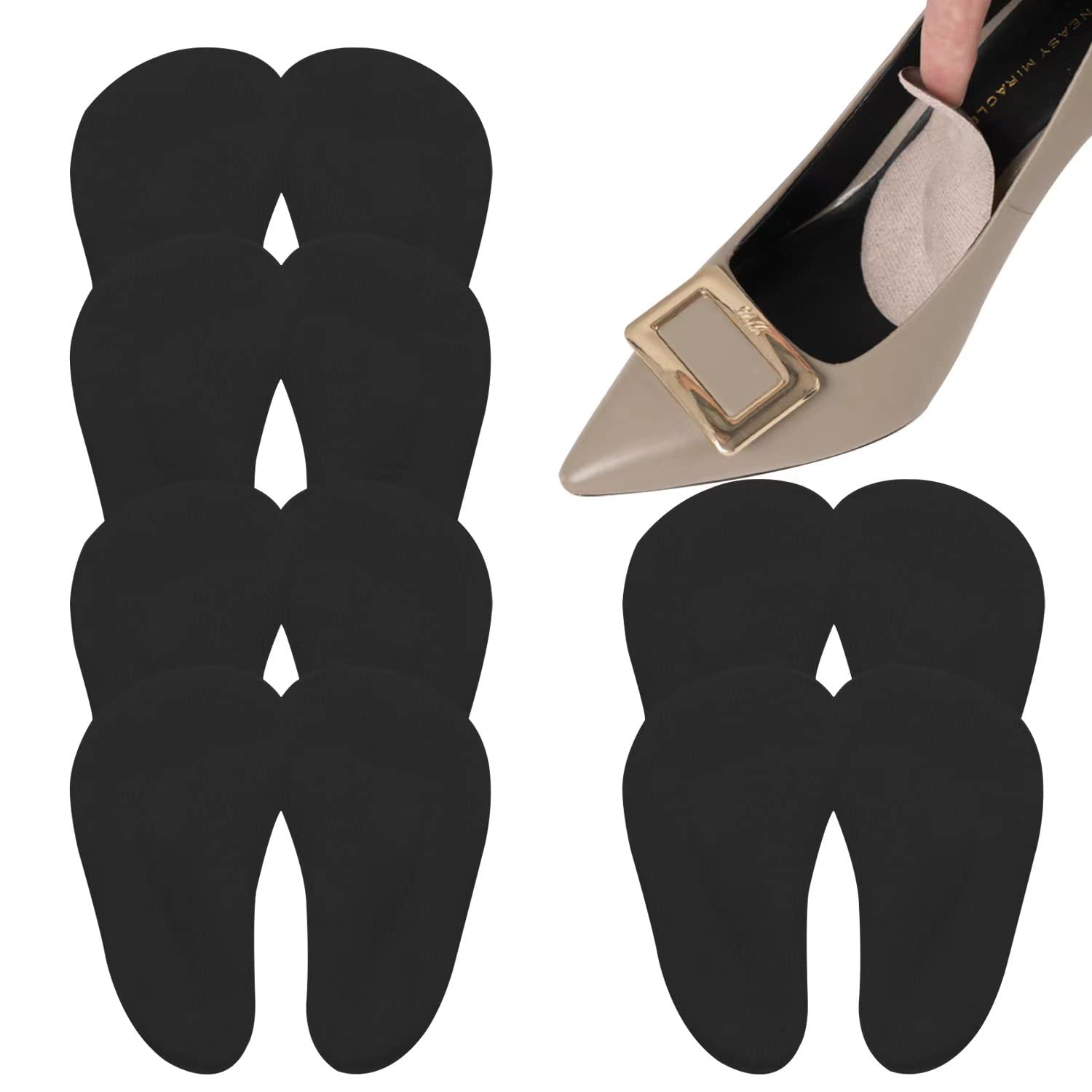 Aikowener Gel Arch Support Insoles, 6 Pairs High Heel Inserts Cushion Metatarsal Pads Orthotic Silicone Corrector Reusable for Men Women fits Flat Feet Plantar/Fasciitis Black, One Size