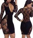 xhorizon TM FLK Sexy Bandage Floral Hollow Lace Outfit Clubwear Bodycon Dress