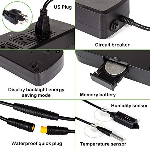 PETSPIONEER Temperature & Humidity Controller Reptile Timer, Dual Stage ...