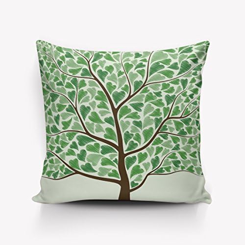 Throw Pillow Cases Valentine's Day Theme Tree of Life Heart-shaped Pattern Green Sofa Bed Home Decor Pillow Case Cushion Cover by Smile Sunflower 16x16 inch