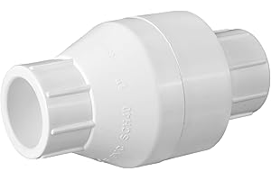 Geetery PVC Inline Check Valve Solvent Connections White Plastic Backflow Preventer Pipe Fittings Check Socket Schedule (1 Pcs, 1 Inch)