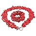 SUNYIK Red Coral Chip Necklace/Bracelt,Tumbled Stone,Jewelry Set