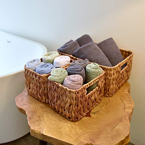 image for StorageWorks Set of 3 Hand Woven Resin Storage Basket, Wicker Shelf St