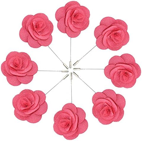 Argositment Wedding Camellia Boutonniere for Men's Suit Handmade Lapel Pin Flower-Poppy Red(Pkg of 8)