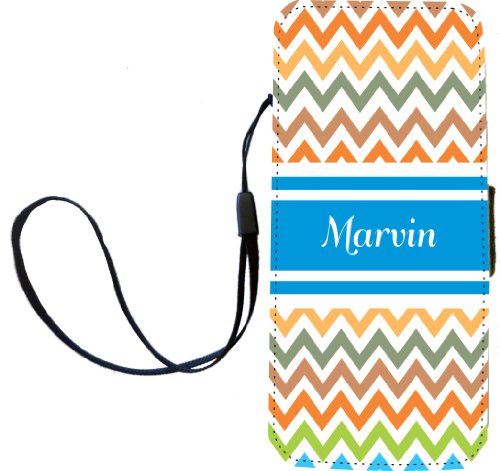 Rikki Knight "Marvin" Blue Chevron Name Flip Wallet iPhoneCase with Magnetic Fl…
