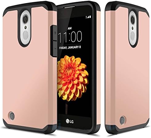 LG K20 Plus, LG K20 V, LG Harmony, LG Grace, LG K10 2017, ATUS - Hybrid Dual Layer Hard Cover TPU Case With HD Screen Protector (RoseGold/Black)