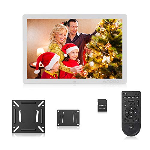 Andoer 17 Inch Digital Picture Photo Frame 16:9 IPS Screen with 1920X1080 Resolution Include 8GB SD Card Support Video, USB and SD Card Slots, Calendar, Background Music