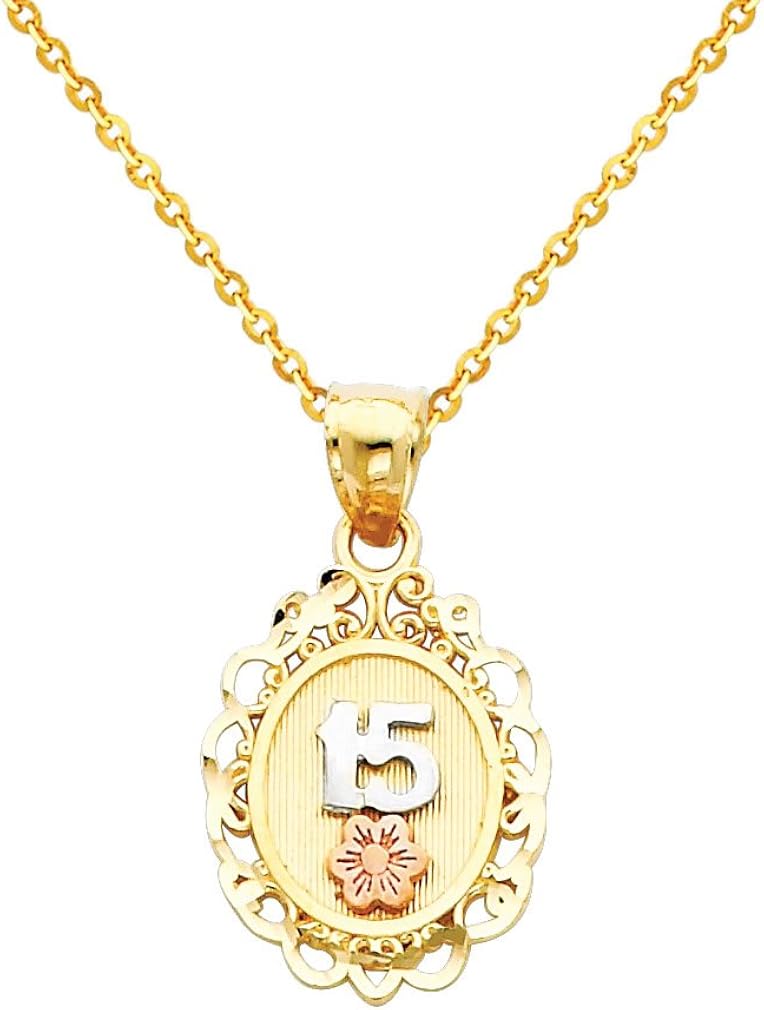The World Jewelry Center 14k Tri Color Gold 15 Años