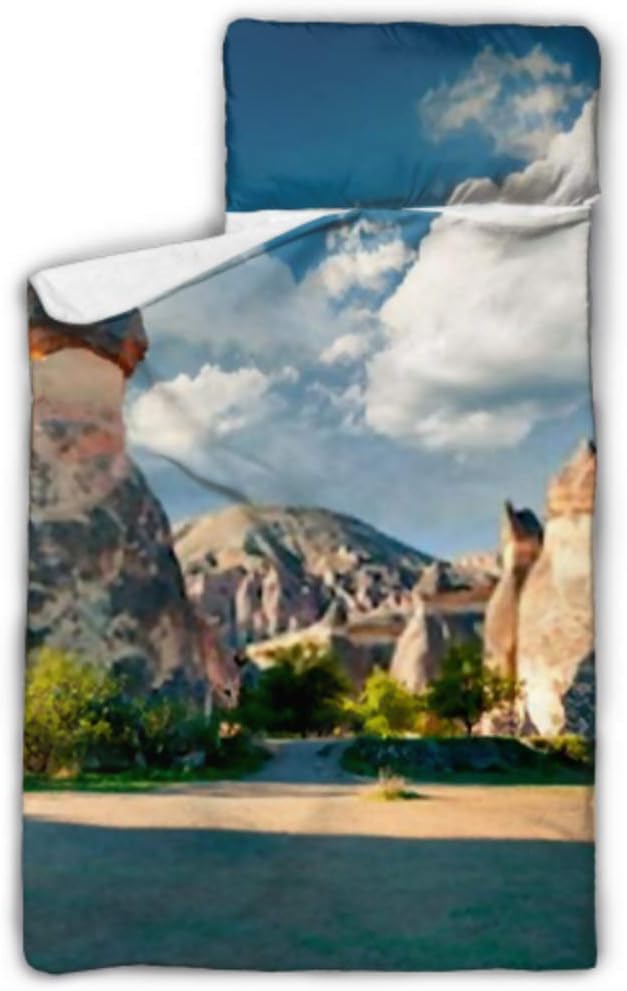 HJSHG Kids Sleeping Bag Impressive Fungous Forms Sandstone Canyon Near Nap Mat with Pillow for Toddler Boys and Girls,Classic Slumberbag Perfect Size for D