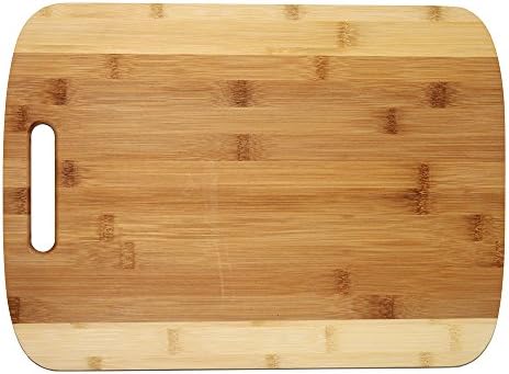 Bamboo Cutting and Kitchen Chopping Board, Large Two Tone Board with Handle, 15.75" by 11.5" and 3/4" thick, Perfect Gift