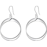 SA HEXISHIJIA 925 Sterling Silver Hoop Dangle Earrings for Women Minimalist Circle Drop Earrings Lightweight Statement Silver Jewelry Gift