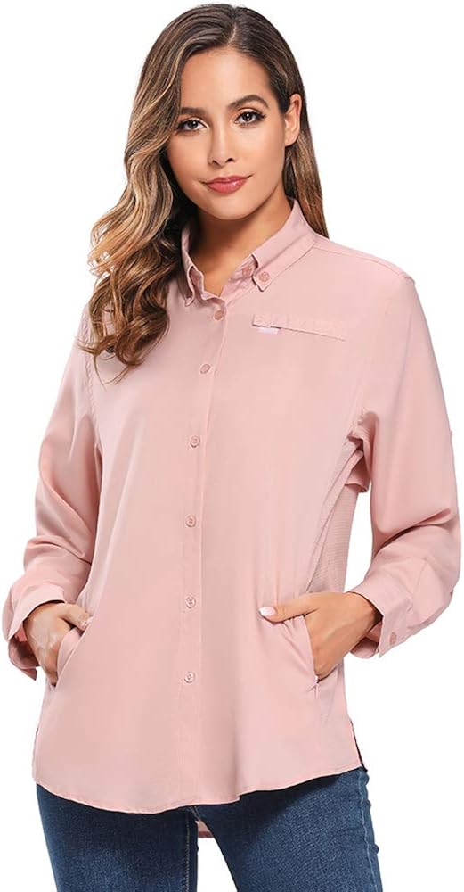 Jessie Kidden Women's Quick Dry Sun UV Protection Convertible Long Sleeve Shirts for Hiking Camping Fishing Sailing : Clothing