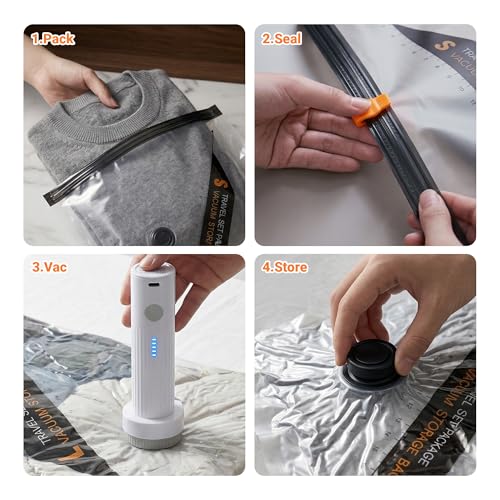 VCVCVOF Vacuum Storage Bags, 15 Pack Reusable Space Saver Bags with Wireless Electric Air Pump for Clothes,Travel (15)