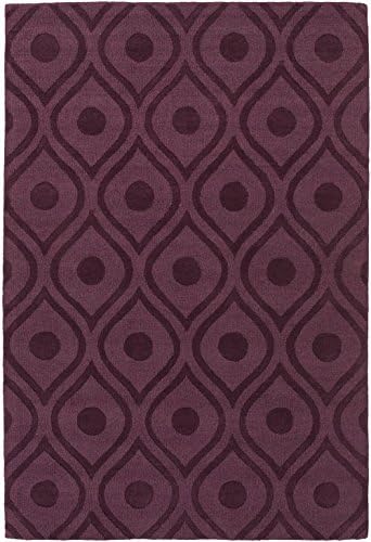 Solid/Striped 4'x6' Rectangle Area Rug in Grape color from Central Park Cara Collection