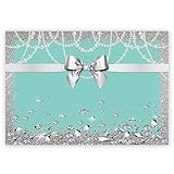 Funnytree 7x5ft Breakfast Bowknot Co Blue Backdrop Turquoise Bow Diamonds Sweet 16 Princess Girl Birthday Photography Background Bridal Shower Wedding Party Cake Table Decoration Photo Booth Banner