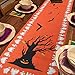 OurWarm Halloween Table Runner Linen Bats Table Cover, Pumpkin and Ghost Table Runner for Halloween Table Decorations and Scary Movie Nights, 16 × 74 Inch