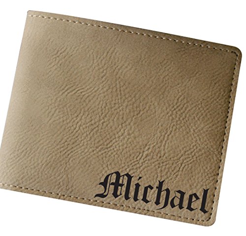 Custom Personalized Brown Leather Bi-Fold Men's Leather Wallet - Groomsman Fathers Day Gift - Engraved