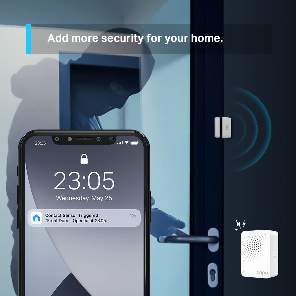 Tapo Door Sensor Mini, REQUIRES Tapo Hub, Long Battery Life w/Sub-1G Low-Power Wireless protocol, Contact Sensor, 15mm Wide Gap Allowed, Real-Time Notification, Smart Action (Tapo T110)