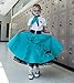 Hip Hop 50's Shop 1950s Girls 4 Piece Poodle Skirt Costume Outfit for Kids with Accessories (glasses, socks, scarf) (Child Small Teal)