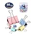 Binder Clips 90PCS Colored 6 Assorted Sizes Large Medium Small, OUHL Colorful Paper Clamps Foldback Clips for Office Schools Kitchen Home Usage (Multicolor)