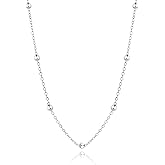 KUYLBUK 925 Sterling Silver Bead Chain Necklace for Women Simple Dainty Satellite Beaded Chain Necklace, Sturdy Chains Necklaces Jewelry with Lobster Clasp | 16/18/20/22/24 Inches
