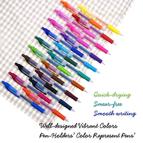 Gel Pens Set 20 Colors Medium Point Colored Pens Retractable Gel Ink Pens with Comfort Grip,Smooth Writing for Journal Notebook Planner in School Office Home by Smart Color Art