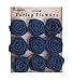 Burlap Rosette Embellishments for Weddings,RiscaWin Christmas Decorations Hair Accessories, Scrapbooking or Crafts - 9 Roses Per Pack(Navy)