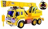Toy RC Construction Truck w/ Crane Car Remote Control Crane 4CH Vehicle w/ USB charger (Rechargeable Batteries)
