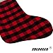EDLDECCO 20.5 inch Christmas Snowy White Faux Fur Red and Black Plaid Stocking for Holiday Party Decorations Gift-One Piece