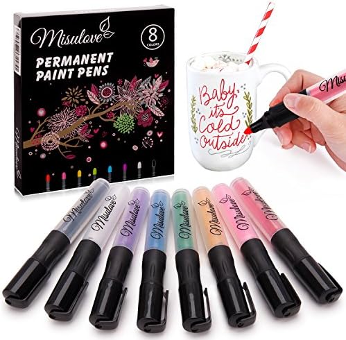 8 Colors Acrylic Paint Marker Pens, Medium Point Permanent Markers Set, Mother's Day Gift, for DIY Mug, Ceramic, Glass Painting, Canvas, Metal, Wood, Rock Painting Art(8/Pack)