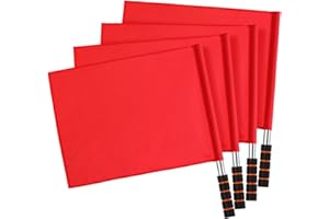 SEWACC 4Pcs Referee Flags with Stainless Steel Rods and Sponge Handles for Track and Field Officials Volleyball Line Judge Flags