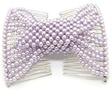 Casualfashion Delicate Women Girls EZ Stretch Pearls Combs Beaded Hair Comb Jewelry Double Clips (Light Blue)