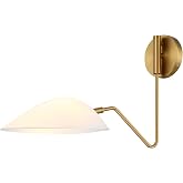 MEXO Adjustable Brass Wall Sconce with Opal Shades, Flexible Directional Wall Light with Swivel &amp; Tilt Function, Suitable for Bedrooms, Living Rooms and Corridors