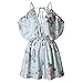 WLLW Women Spaghetti Strap V Neck Cold Shoulder Floral Romper Playsuit Jumpsuit