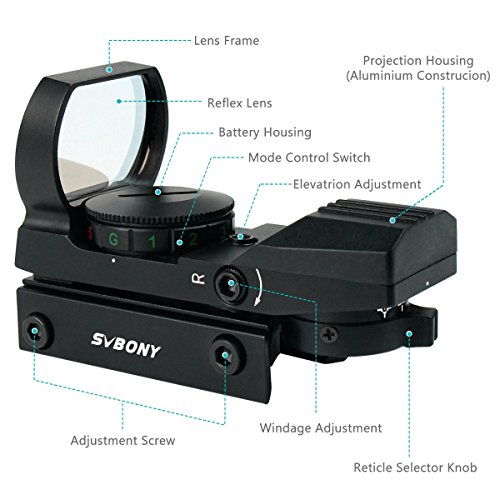 image for SVBONY Red and Green Dot Sight Reflex Sight Tactical 4 Reticles 5 Brig