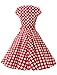 Dressystar 1956 Women Vintage Cocktail Dress 1950s Retro Rockabilly Prom Dresses Cap-Sleeve Red White Dot B 2XL