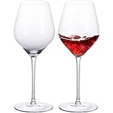 KAMMAK Wine Glasses Crystal Red and White Wine Glasses Set of 2, 16oz Hand Blown Large Glass with Long Stem, Premium Glassware for Wine tasting, Birthday Gift, Party, Anniversary