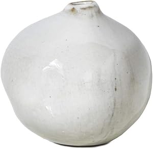 Serene Spaces Living Set of 2 Free-Form Glazed Ceramic Pomegranate Bud Vase- Centerpiece for Vintage Weddings, Events, Measures 3.5