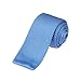 Dan Smith Royal Blue Skinny Knit Neckwear For Mens Flat-End Slim Knit Neckties Blue Silk Blend DAO3E01I Plain