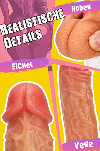 FONDLOVE Vibratoren Dildo mit Stoß- und Rotationsfunktion Realistischer Dildo mit Vibrationen 8 modi und Griff Sexspielzeug für frauen Weiches Silikon,reale Details