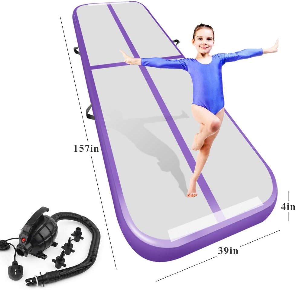 Playieer 9.84ft/13ft/16.4ft/19.69ft/23ft/26ft/29ft/33ft/36ft Air Track Tumbling Mat for Gymnastics Inflatable Airtrack Floor Mats with Electric Air Pump for Home Use