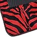 New Premium Grade 15 Pieces RED Zebra Print Low Back Front Car Seat Cover Rear Bench Cover and 4 Pieces Floor Mats Set